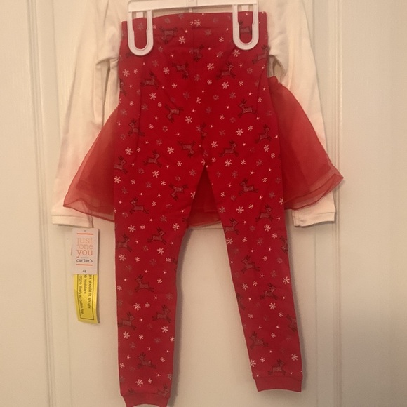 NWT Just One You Christmas Top and Leggings Set with Red TuTu -‎ Size 4T - Picture 3 of 4